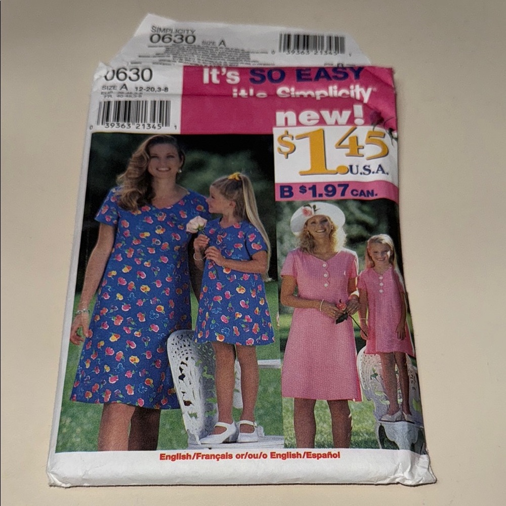 Simplicity So Easy #0630 Dress Patern Size A